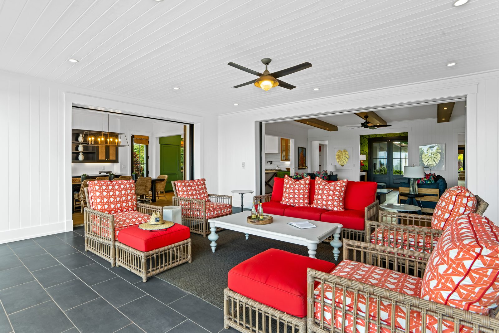 The lanai looking back towards the kitchen and great room